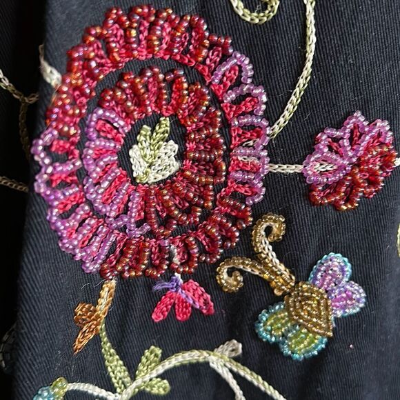 Quacker Factory Butterflies and Flowers Jacket and shirt Set Woman’s Large Beade - Picture 5 of 15